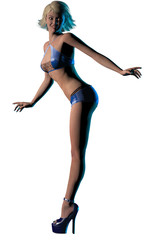 sexy girl with blue lingerie and high heel shoes