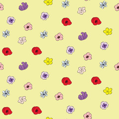 Seamless floral doodle pattern