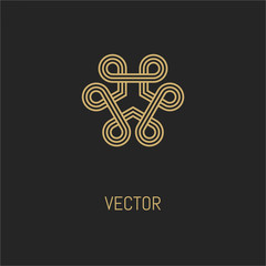 Vintage luxury emblem and logo. Abstract fashion ethnic print. Calligraphic flourishes. Black and gold vector ornament. Business sign
