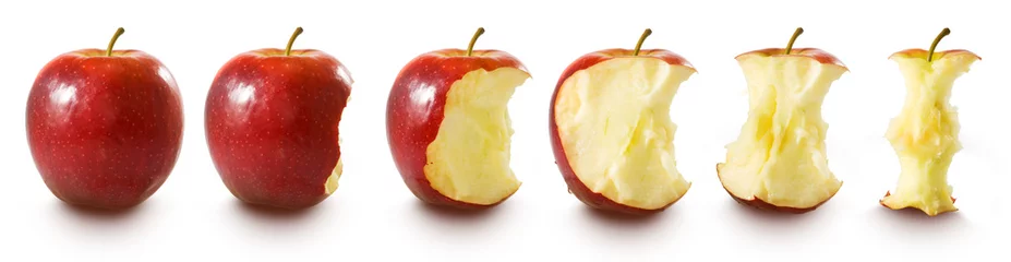 Fotobehang Geïsoleerd beeld van rode appel op witte achtergrond © cooperr