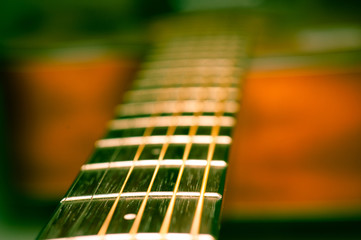 Acoustic guitar close-up shot