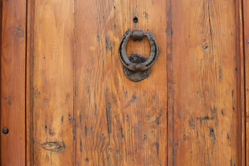 Old door with lock, Old wood texture, Brown background