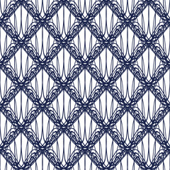 Seamless abstract ornament blue net on white background. Elegant vector pattern illustration for invitations, banknotes, diplomas, certificates, tickets and other papers security or wrapping design 