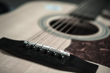Acoustic guitar close-up shot
