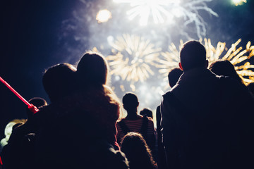 Crowd watching fireworks