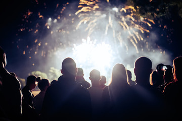 Crowd watching fireworks