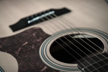 Acoustic guitar close-up shot