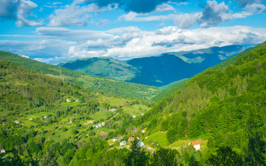 Naklejka na ściany i meble Picturesque mountains are located in the heart of Montenegro.