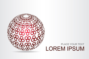 Logo stylized spherical surface with abstract shapes