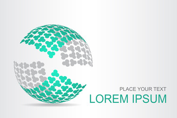 Logo stylized spherical surface with abstract shapes