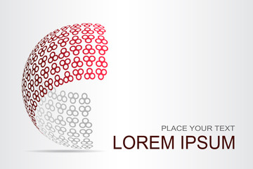 Logo stylized spherical surface with abstract shapes