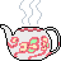 vector pixel art tea pot
