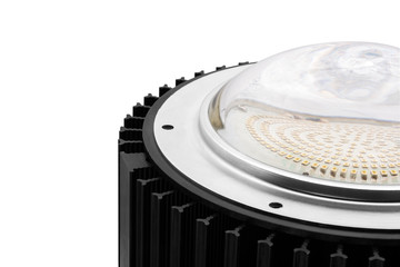 Industrial led bulb with big  lens at white isolated background 