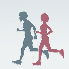 illustration of running couple