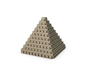 Abstract pyramid. Isolated on white background. 3D rendering illustration.