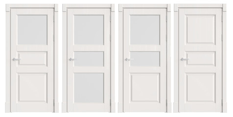 Four white doors on a white background