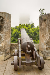 Fototapeta na wymiar Old canon in Castle of the Monte Fort in Macau