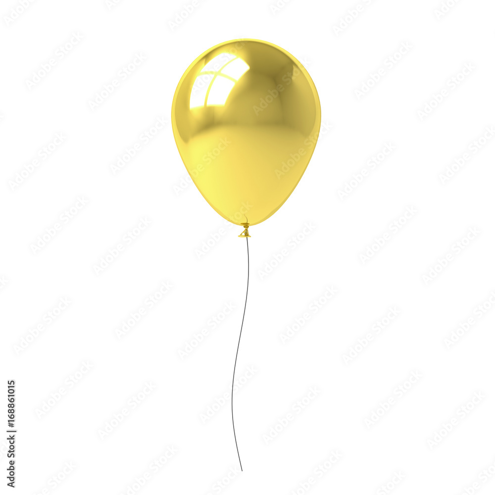 Aufkleber golden balloon isolated on white background with window reflection . 3d rendering.