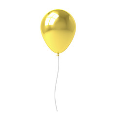 Golden balloon isolated on white background with window reflection . 3D rendering.