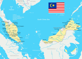 Malaysia - map and flag illustration