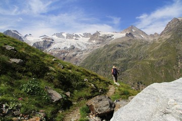 Fototapeta na wymiar randonnée dans le parc du Grand Paradis, Val d'Aoste