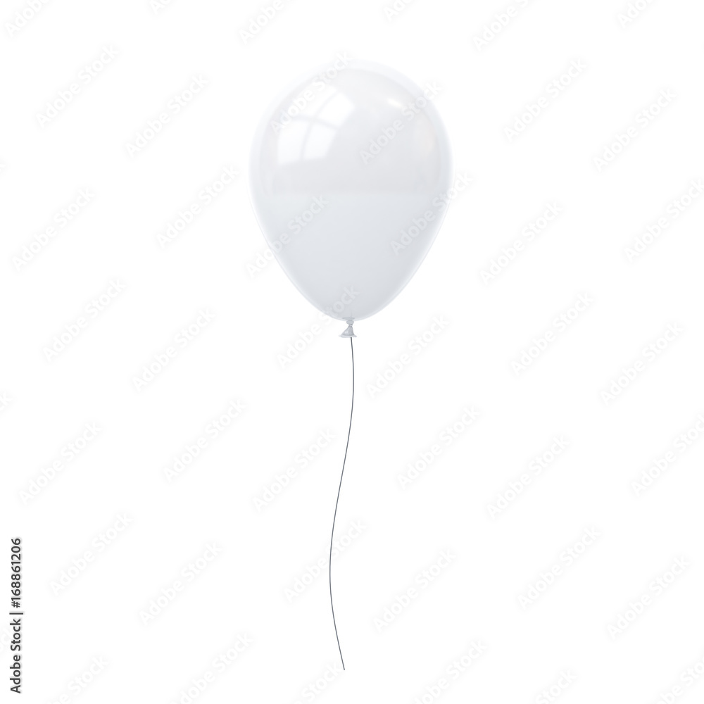 Aufkleber white balloon isolated on white background with window reflection . 3d rendering.
