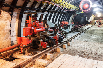 Fototapeta premium Mine equipment and ventilation in underground coal mine