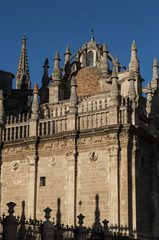Fototapeta na wymiar Spagna: vista della Cattedrale di Santa Maria della Sede, la Cattedrale di Siviglia, ex moschea consacrata come chiesa cattolica nel 1507, dove è sepolto Cristoforo Colombo