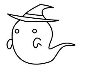 お化け(帽子、モノクロ)