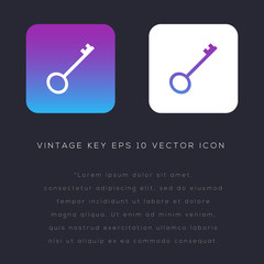 Simple old key icon design on modern flat background
