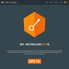 Simple old key icon design on modern flat background