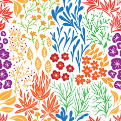 Seamless floral pattern in doodle style. Background for design.
