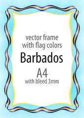 Frame and border of ribbon with the colors of the Barbados flag