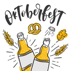 Oktoberfest cards with hand sketched bottle.