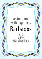 Frame and border of ribbon with the colors of the Barbados flag