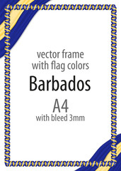 Frame and border of ribbon with the colors of the Barbados flag