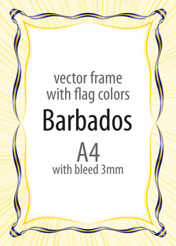 Frame and border of ribbon with the colors of the Barbados flag