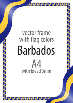 Frame and border of ribbon with the colors of the Barbados flag