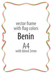 Frame and border of ribbon with the colors of the Benin flag