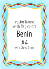 Frame and border of ribbon with the colors of the Benin flag