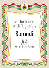 Frame and border of ribbon with the colors of the Burundi flag