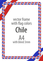 Frame and border of ribbon with the colors of the Chile flag