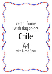 Frame and border of ribbon with the colors of the Chile flag