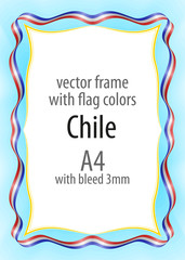 Frame and border of ribbon with the colors of the Chile flag