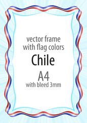 Frame and border of ribbon with the colors of the Chile flag