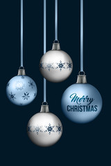 Merry Christmas - blue christmas balls