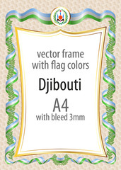 Frame and border of ribbon with the colors of the Djibouti flag