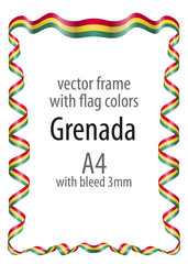 Frame and border of ribbon with the colors of the Grenada flag