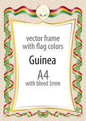 Frame and border of ribbon with the colors of the Guinea flag