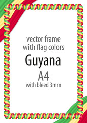 Frame and border of ribbon with the colors of the Guyana flag
